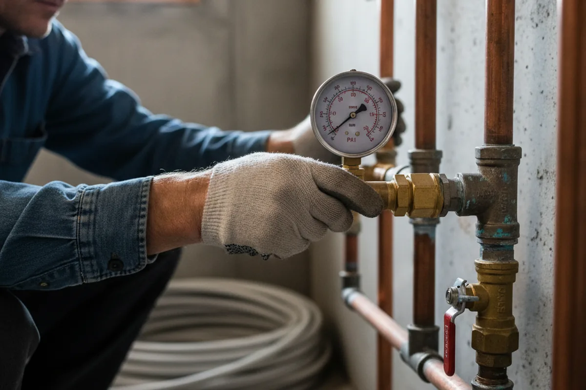 Pressure testing a repaired line during Water Line Repair in Meridian